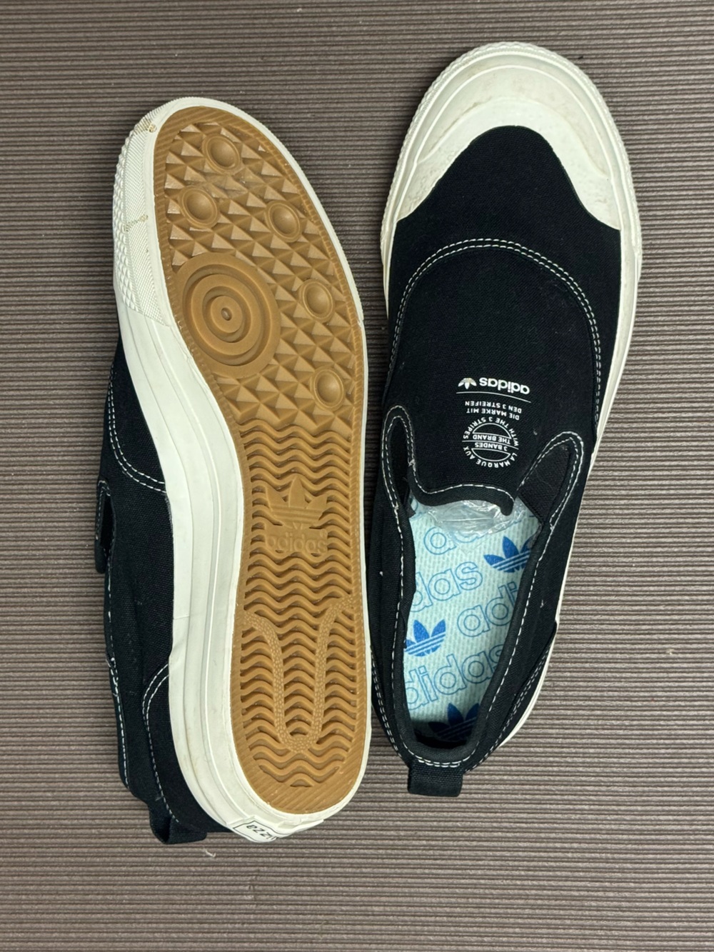 Adidas Nizza RF Slip-On Shoes Black Canvas Gum Sole Men’s Size 9 Y2K Streetwear